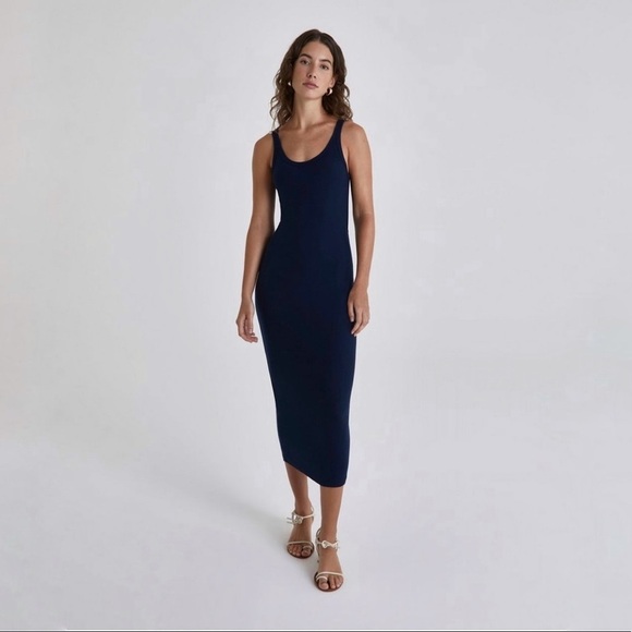 Ag Trey Navy Blue Ribbed Long Tank Dress - Picture 1 of 6